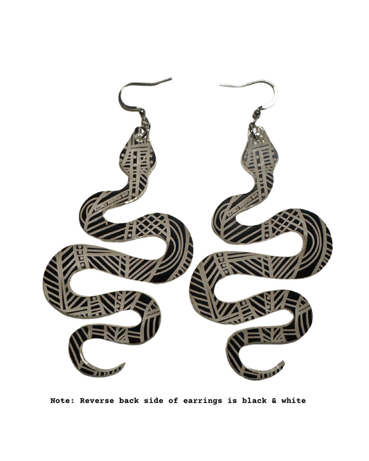 Burgundy Snake Earrings