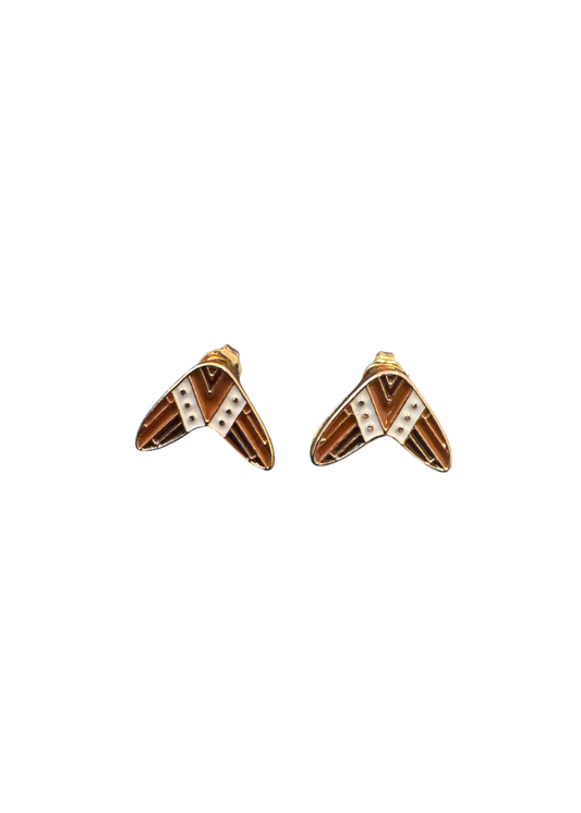 Brown Boomerang Studs