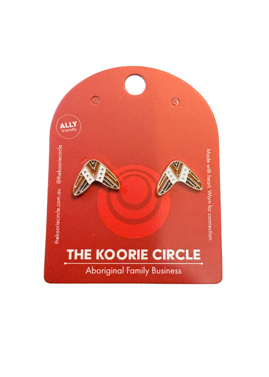 Brown Boomerang Studs