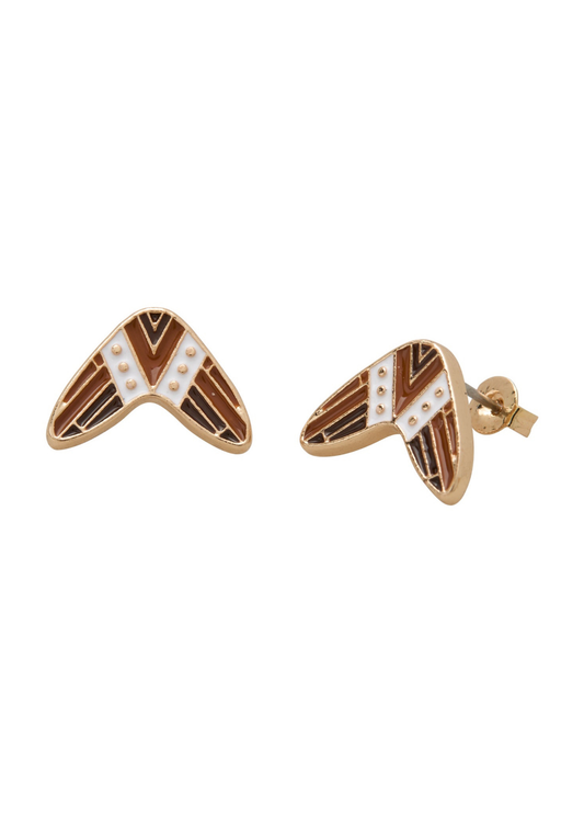 Brown Boomerang Studs