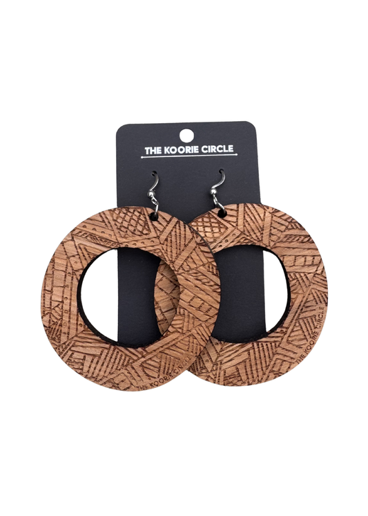 Walnut Koorie Hoop Earrings