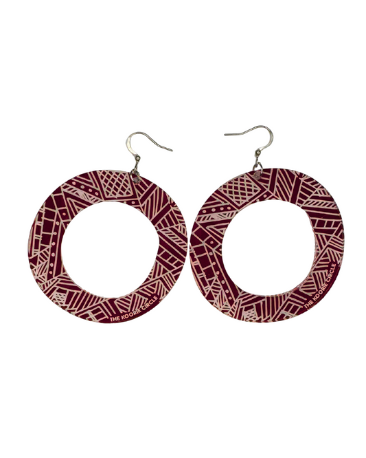Burgundy Koorie Hoop Earrings