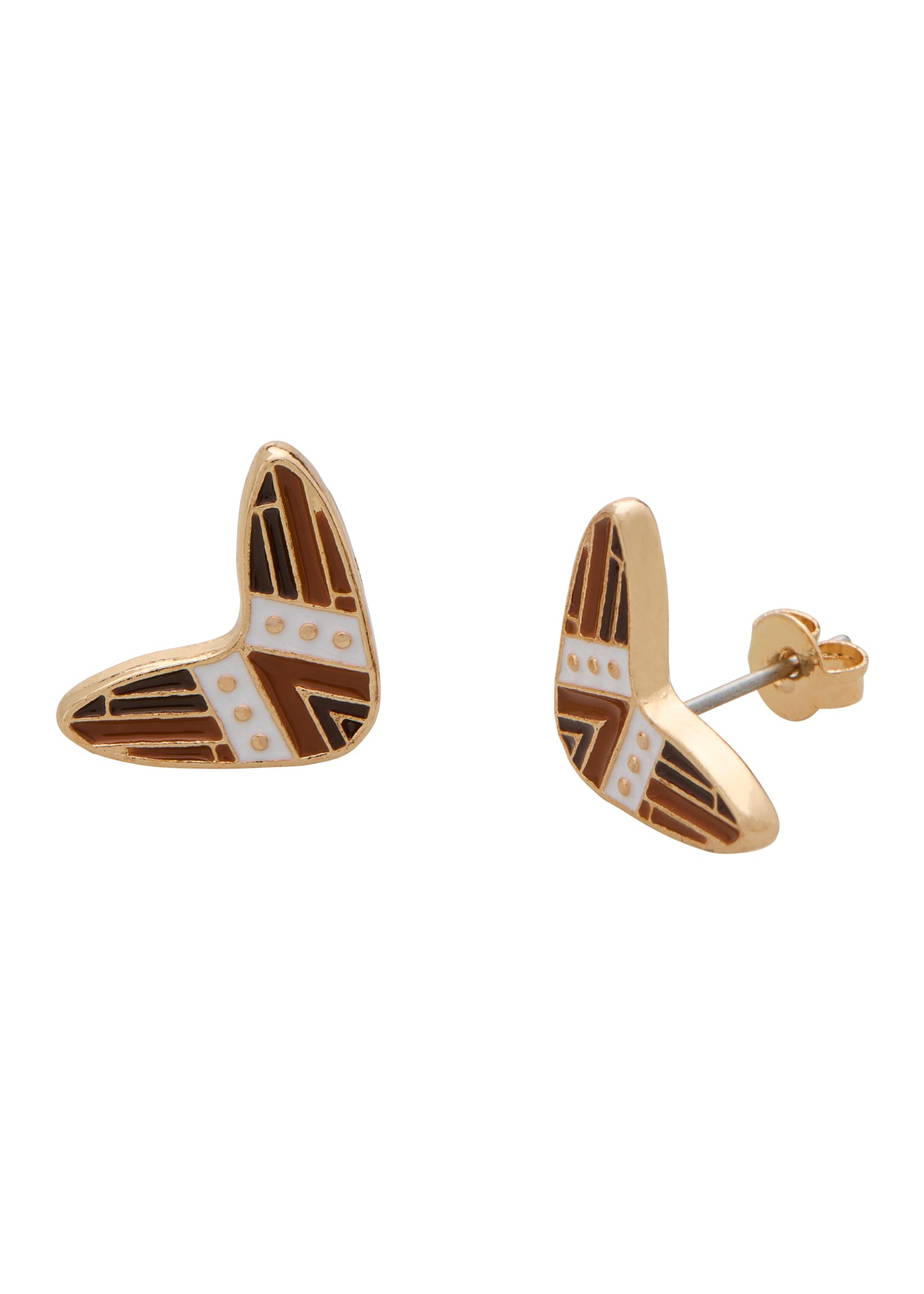Brown Boomerang Studs