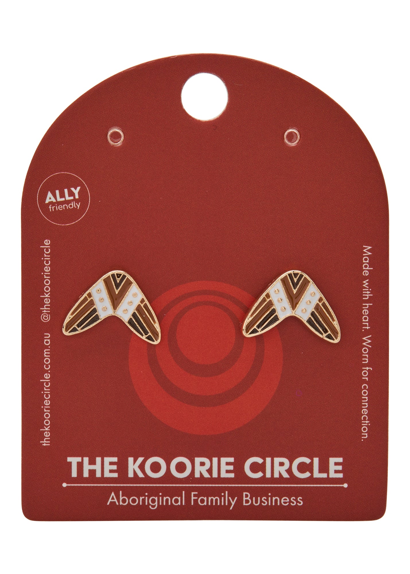 Brown Boomerang Studs